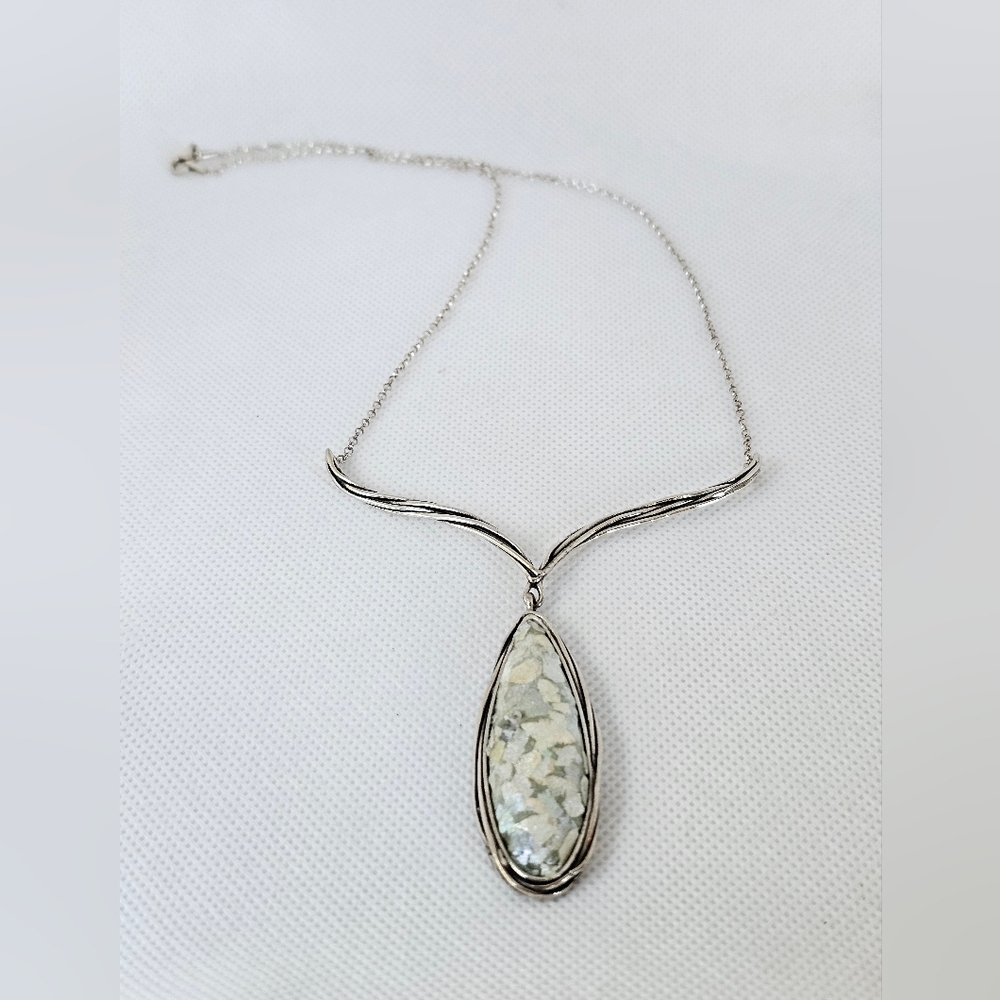 Authentic Roman Glass Necklace In Sterling Silver 20" - Picture 2 of 7